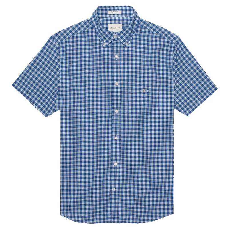 GANT Reg Classic Poplin Check Short Sleeve Shirt sold by Coes