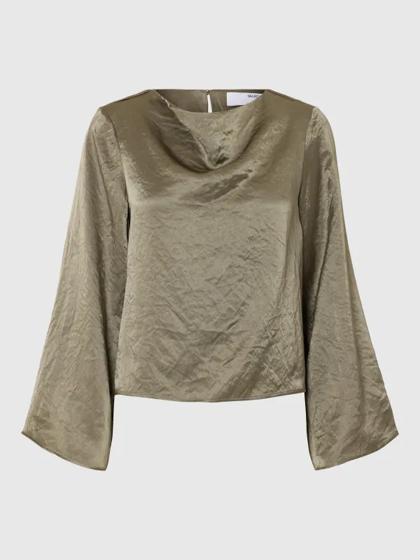 Selected Femme Selene Long Sleeve Draped Neckline Top sold by Coes