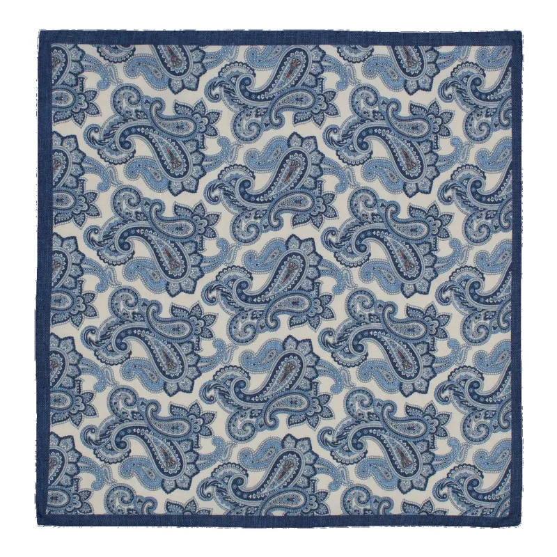 William David Large Printed Paisley Printed Pocket Square sold by Coes