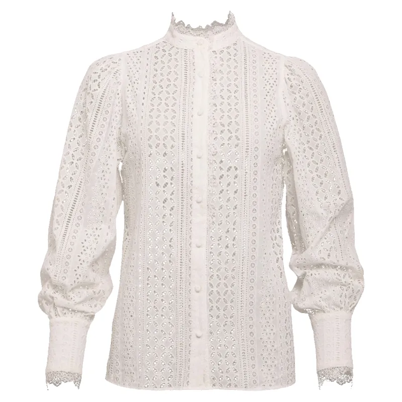 Holland Cooper Collarless Broderie Shirt made by Holland Cooper
