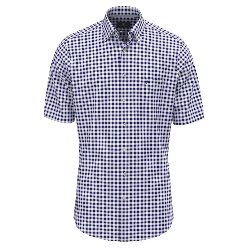 Fynch-Hatton Short Sleeve Seersucker Check Shirt sold by Coes