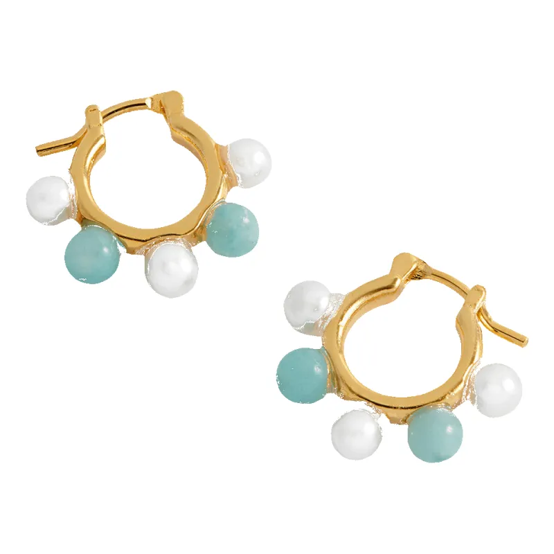 Estella Bartlett Blue Gemstone And Pearl Bead Hoops sold by Coes