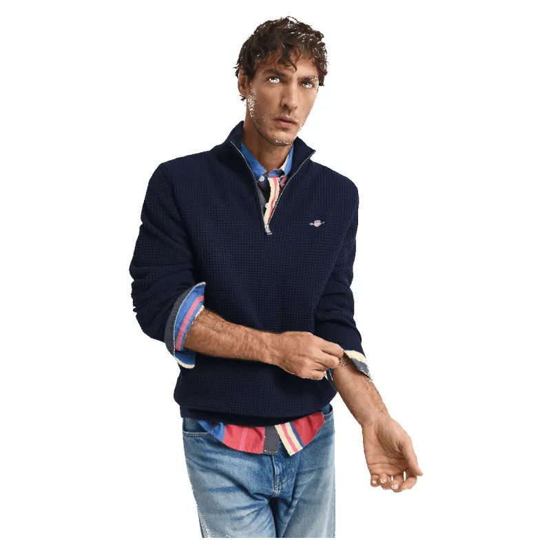 GANT Textured Cotton Half Zip Sweater sold by Coes