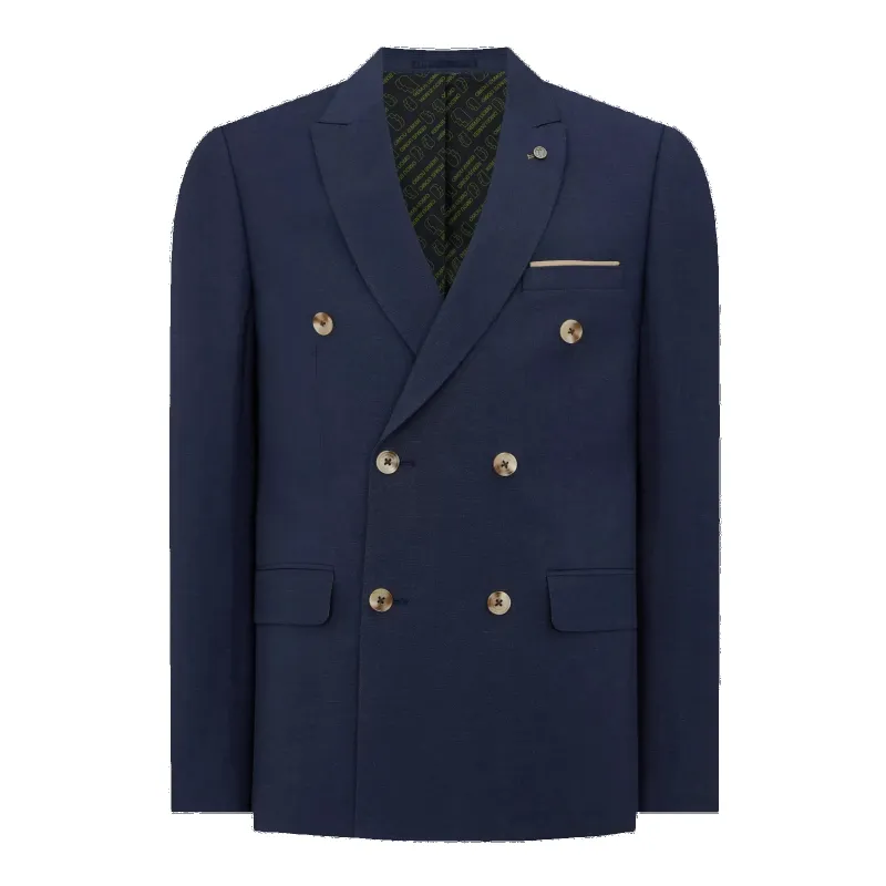 Remus Uomo Marino Linen Double Breasted Suit Jacket sold by Coes