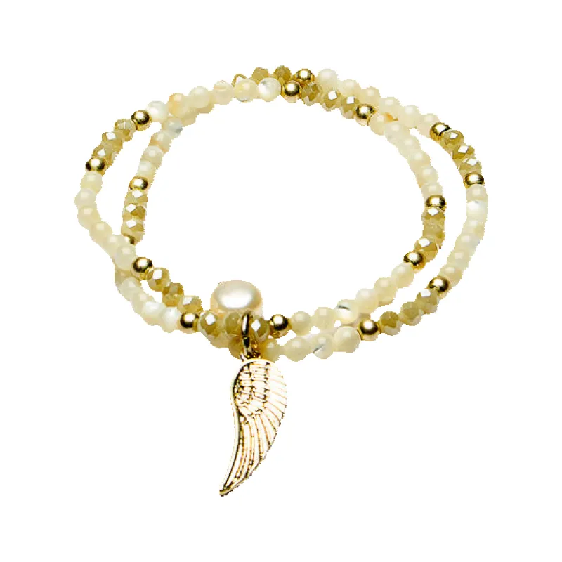 Eliza Gracious Twin Strand Stretch Bracelet With Angel Wings sold by Coes