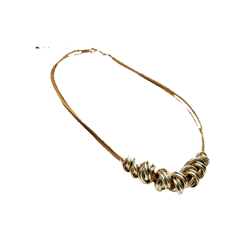 Eliza Gracious Spiral Metal Beads On Short Twin Suede sold by Coes