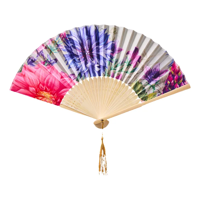 Powder Polyester Satin Hand Fan sold by Coes