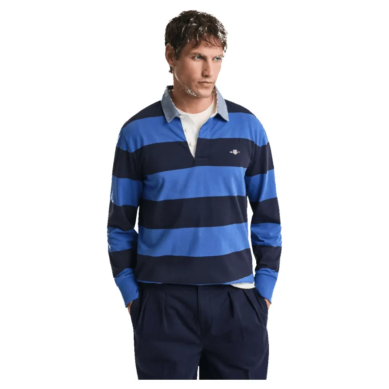 GANT Striped Chambray Heavy Rugger Rugby Shirt sold by Coes