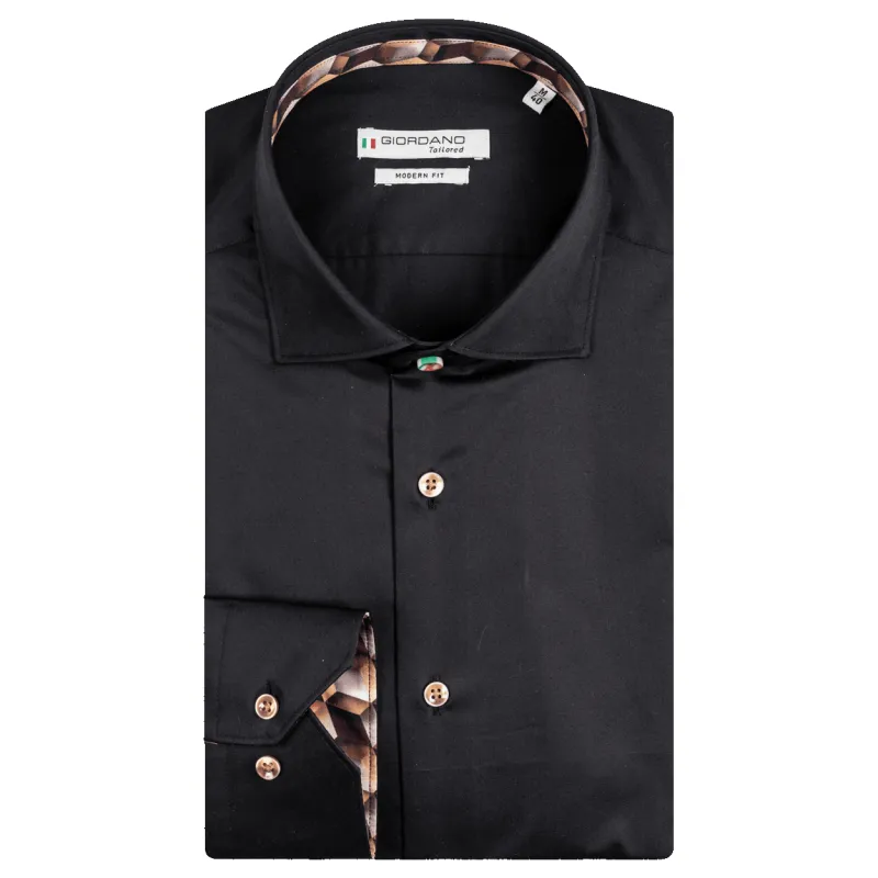 Giordano Solid Satin Long Sleeve Shirt With Trim made by Coes