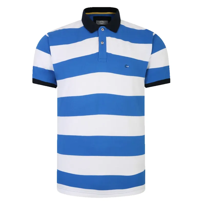 Peter Gribby Blue Stripe Polo Shirt sold by Coes