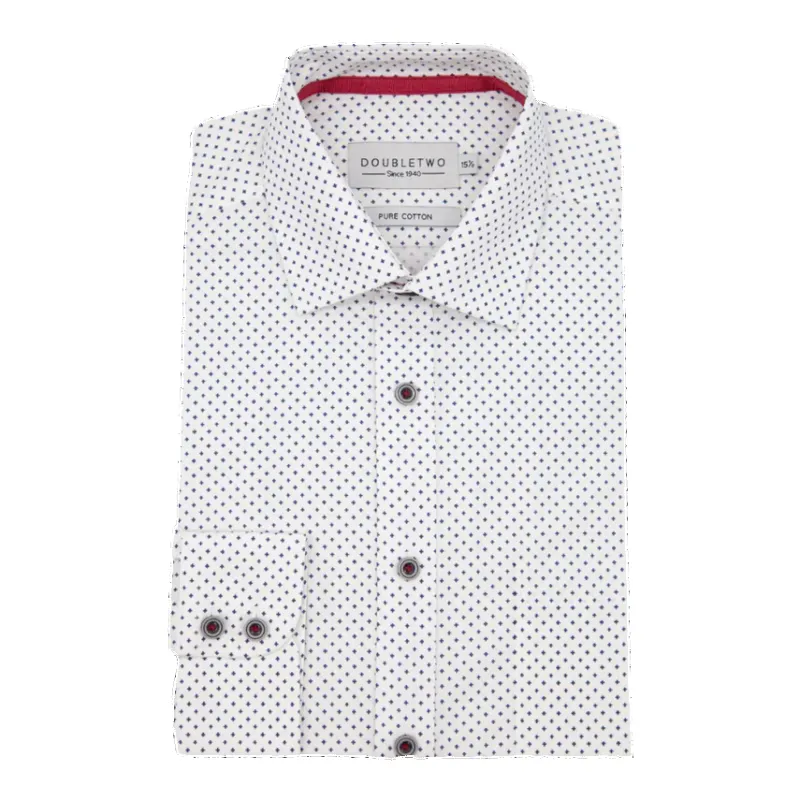 Double Two Long Sleeve Navy Cross Print Shirt made by Coes