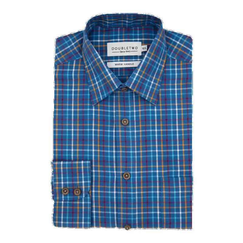 Double Two Long Sleeve Check Brushed Cotton Shirt sold by Coes