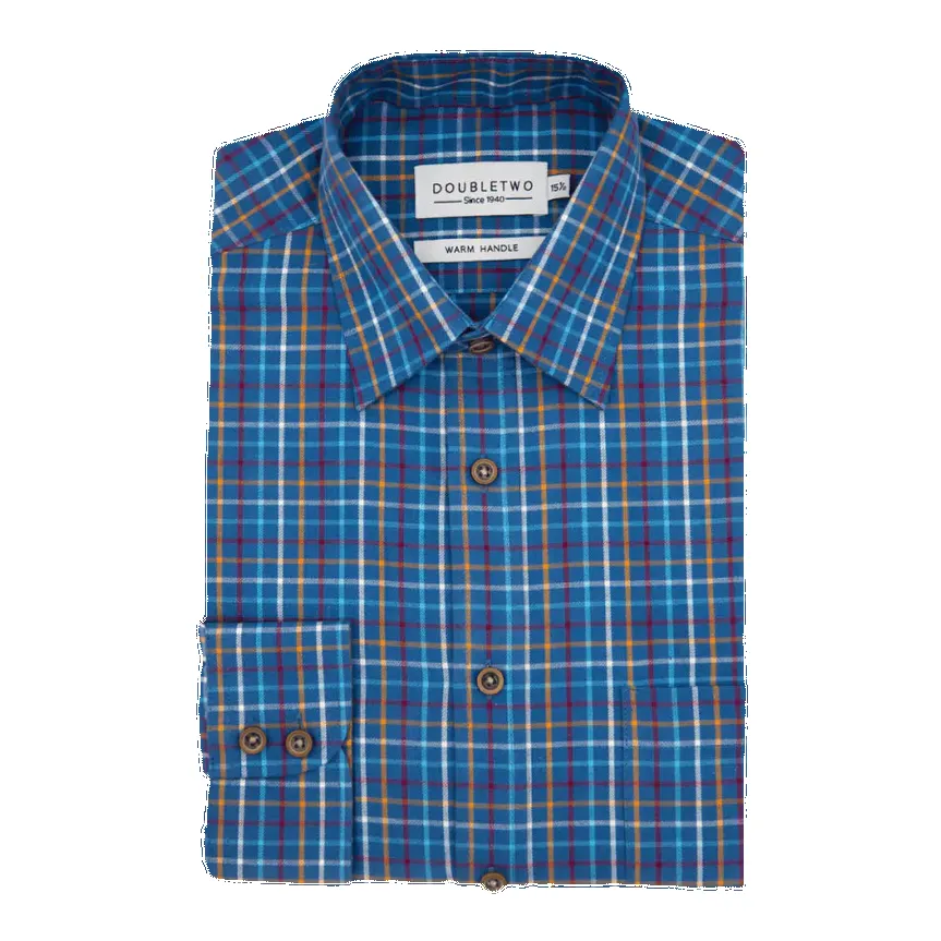 Double Two Long Sleeve Check Brushed Cotton Shirt sold by Coes