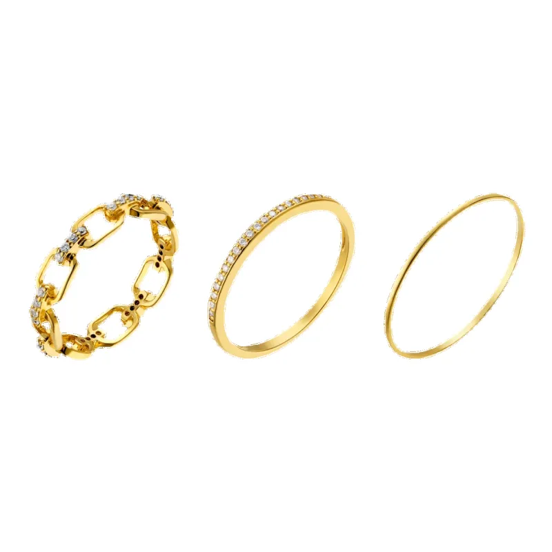 Orelia Jewellery Pave Chain Link Stacking Ring Set made by Coes
