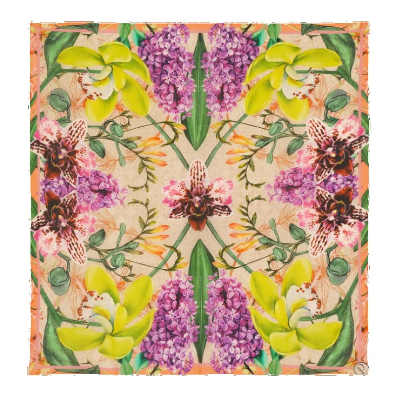 Powder Exotic Evening in Cream Small Silk Square sold by Coes