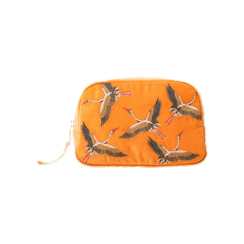 Elizabeth Scarlett Cranes Velvet Makeup Bag sold by Coes