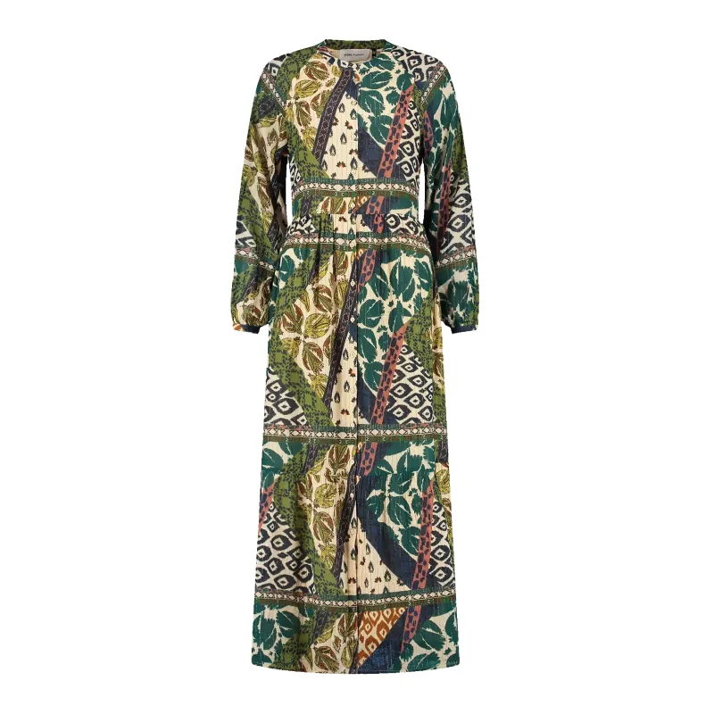 POM Amsterdam Mae Eclectic Tribal Print Maxi Dress sold by Coes