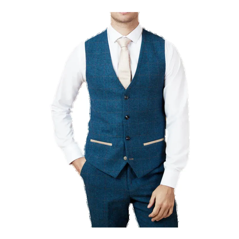 Marc Darcy Dion Tweed Check Suit Waistcoat sold by Coes
