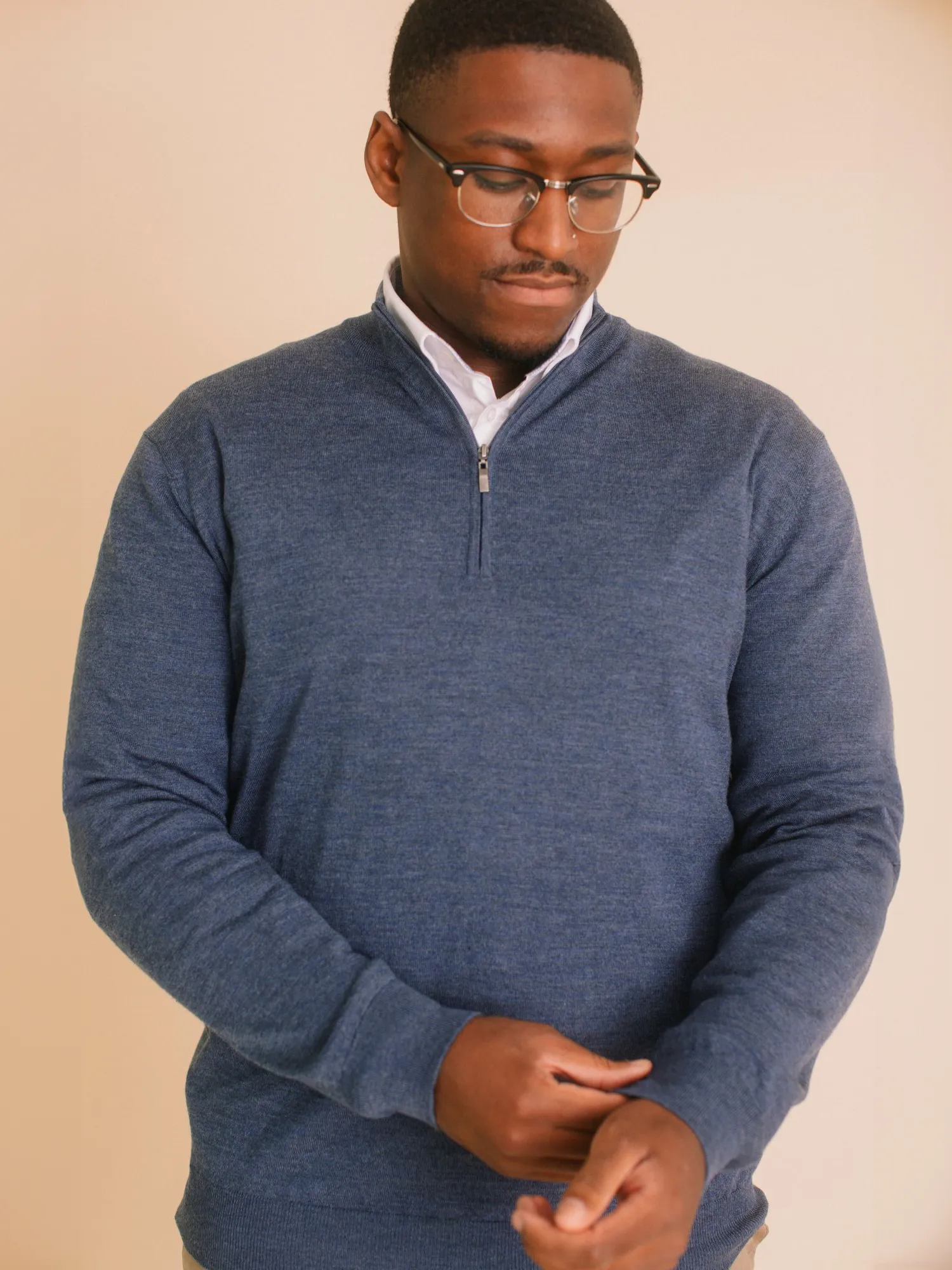 William David 100% Merino 1/4 Zip Knit Jumper sold by Coes