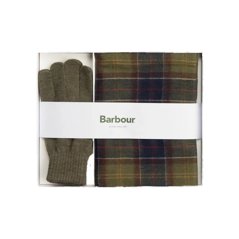 Barbour Tartan Scarf & Glove Gift Set sold by Coes