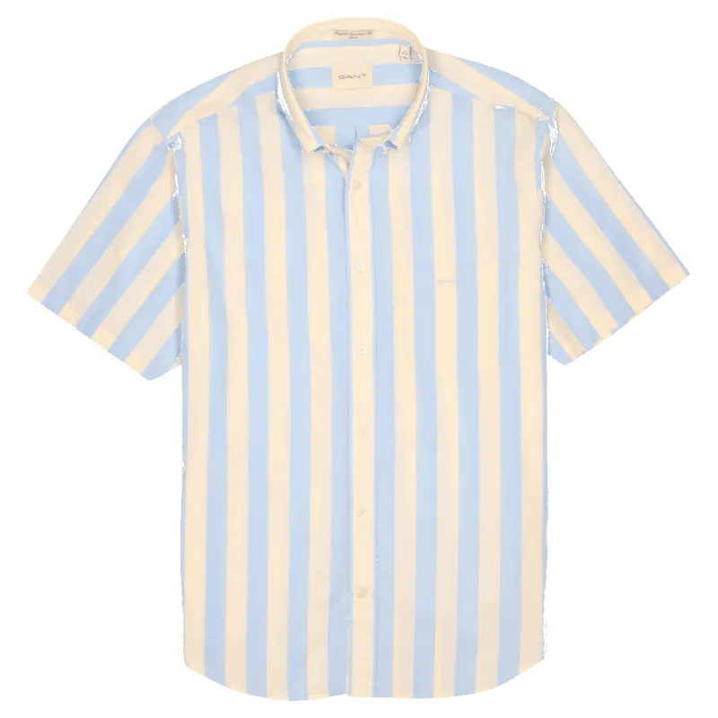 GANT Regular Poplin Parasol Stripe Short Sleeve Shirt sold by Coes