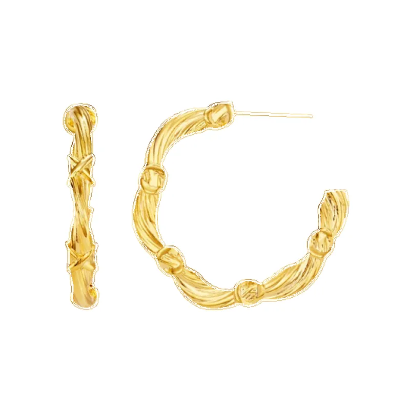 Orelia Jewellery Woven Twist & Cross Mid-Size Hoop Earring made by Coes