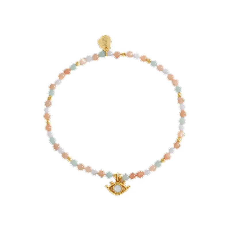 Estella Bartlett Peach moonstone Lime Aventurine Mini Beaded Bracelet sold by Coes