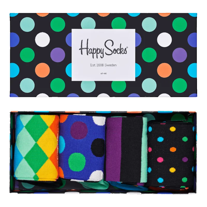 Happy Socks 4-Pack Black Week Striped Gift Set Sock sold by Coes
