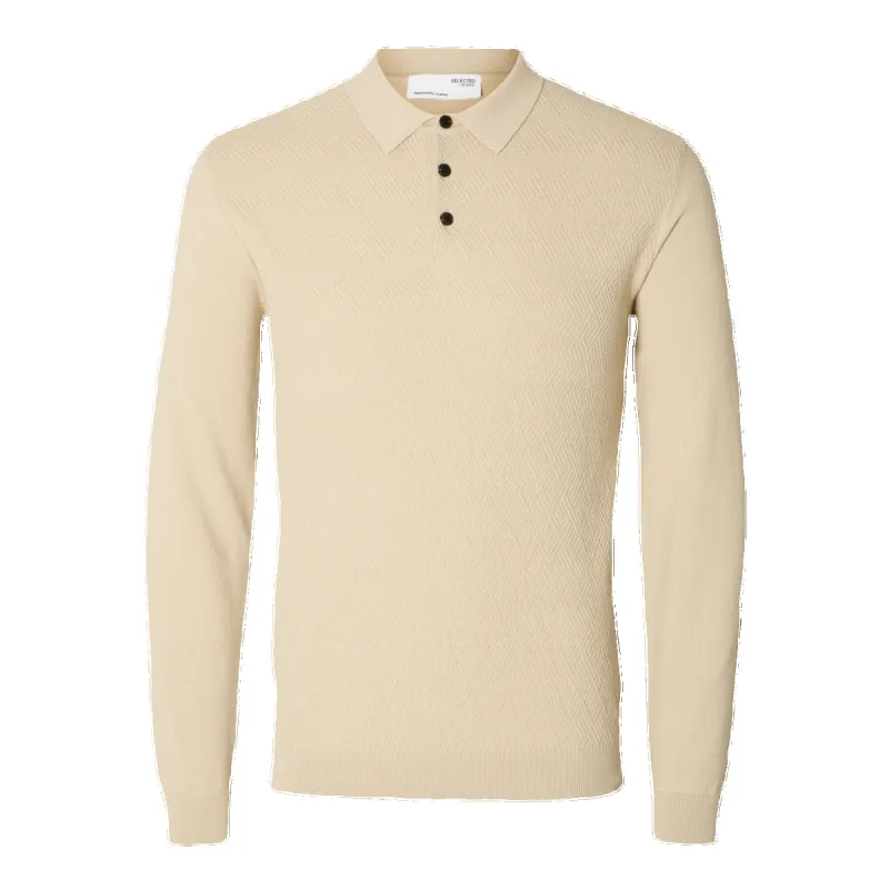 Selected Corner Long Sleeve Knit Structure Polo made by Selected