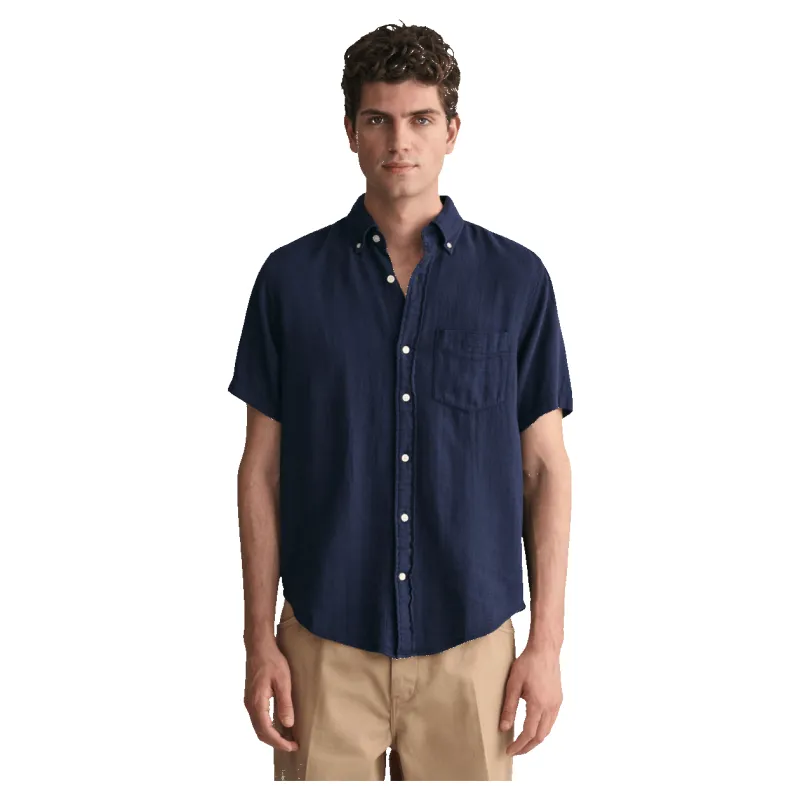GANT Cotton Linen Texture Short Sleeve Shirt sold by Coes