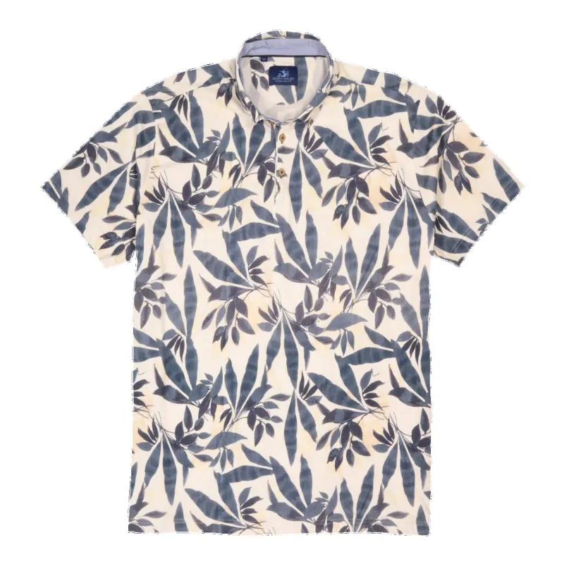 Eden Valley Short Sleeve Large Leaves Polo Shirt made by Coes