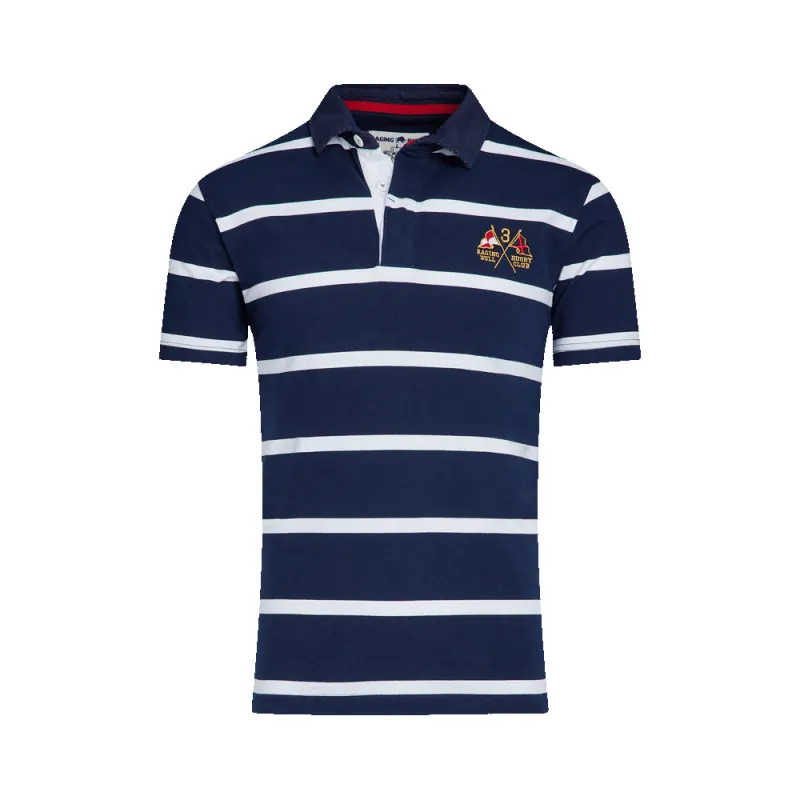 Raging Bull Fine Stripe Short Sleeved Rugby Shirt sold by Coes