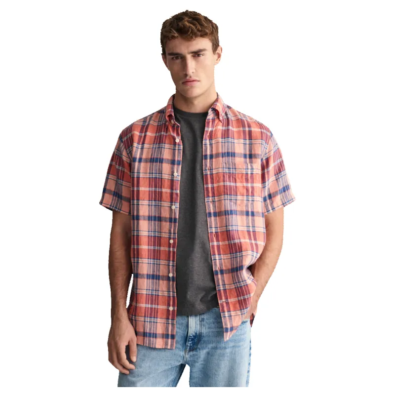 GANT Linen Madras Short Sleeve Shirt sold by Coes