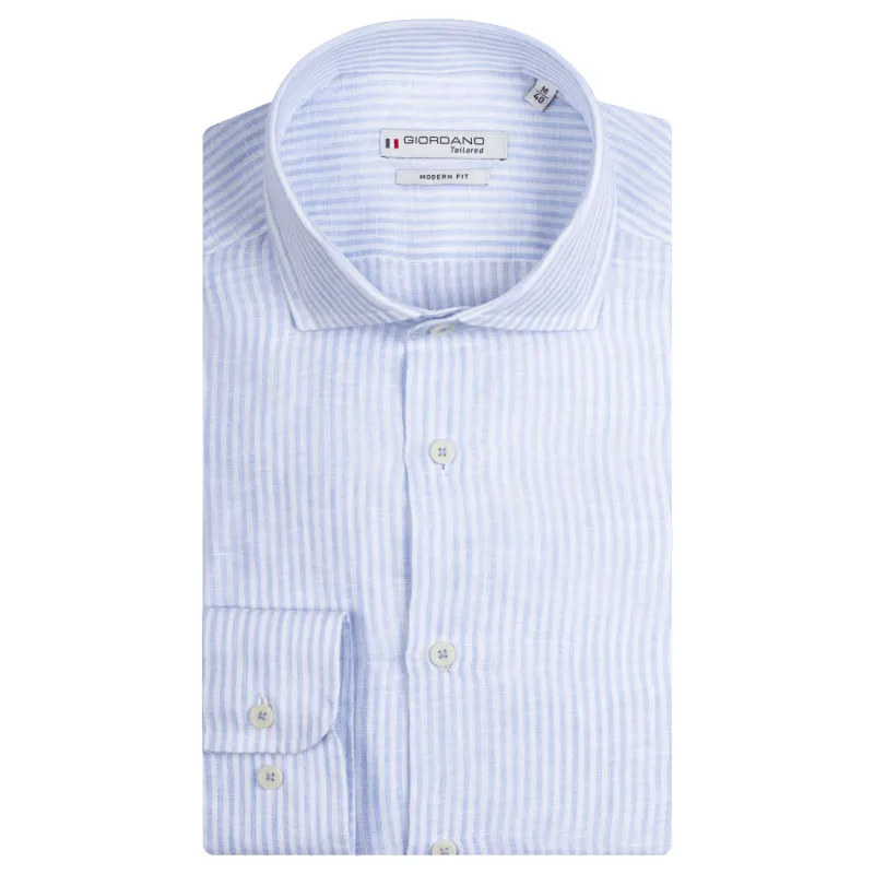 Giordano Long Sleeve Linen Stripe Shirt made by Coes