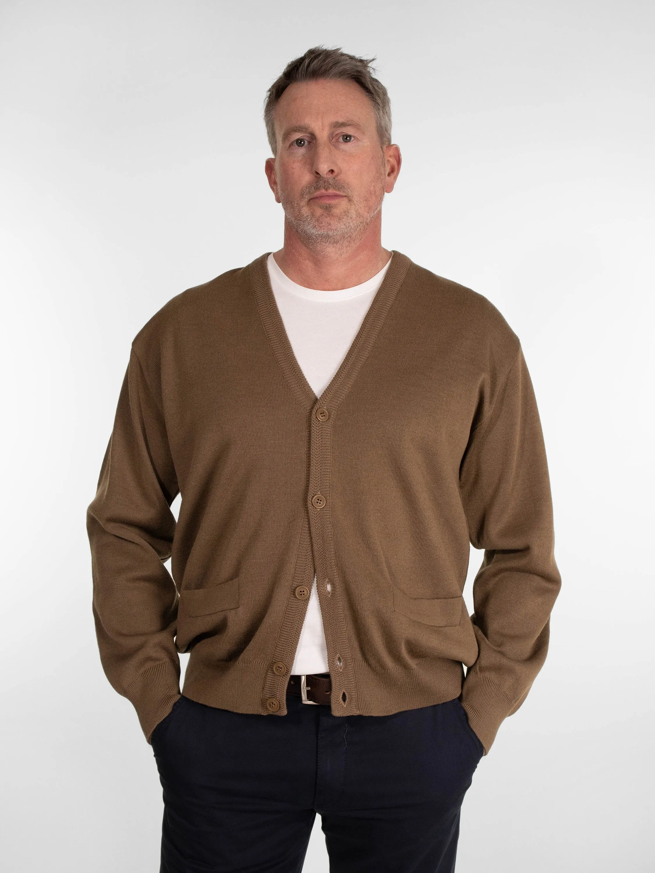 Franco Ponti Button Cardigan K05 in Taupe sold by Coes