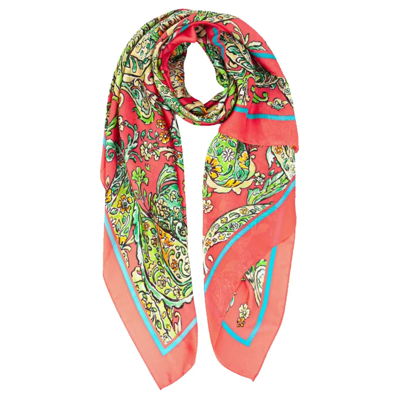 Miss Shorthair Silk Textured Paisley Print Scarf sold by Coes