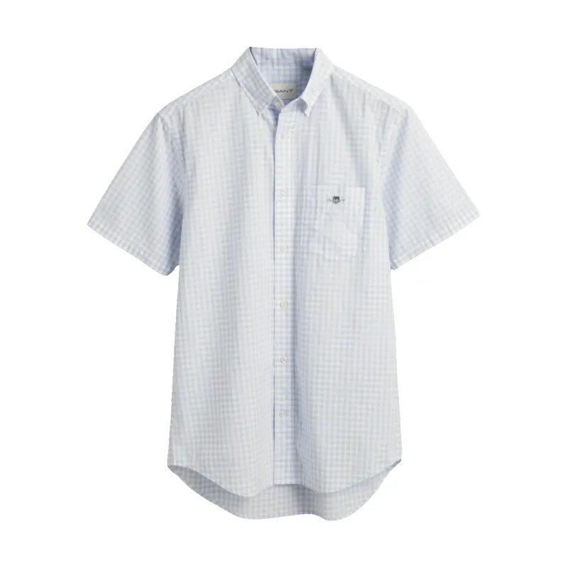 GANT Regular Fit Poplin Gingham Short Sleeve Shirt sold by Coes