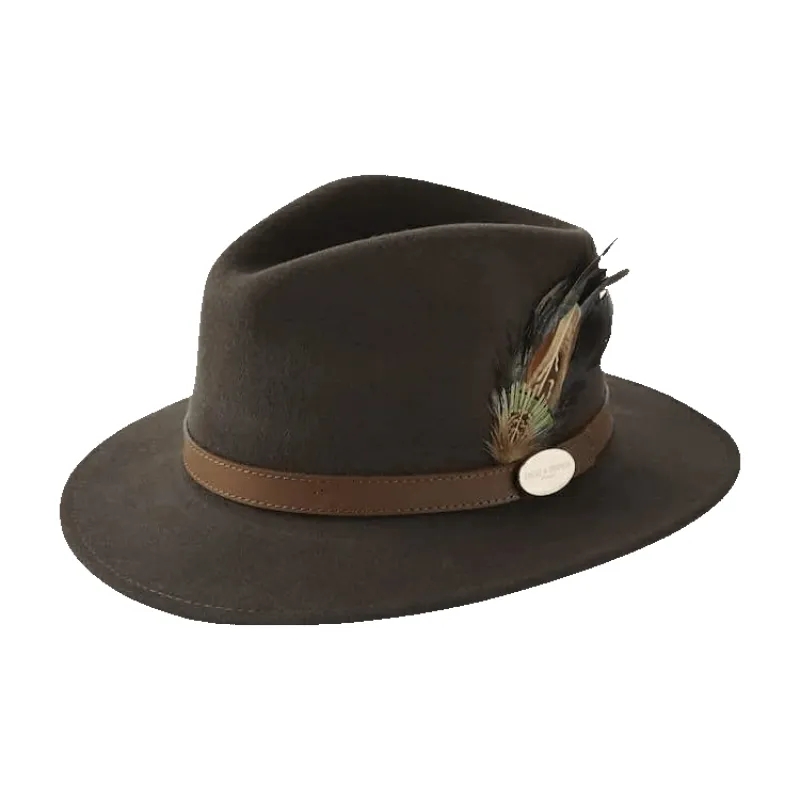 Hicks & Brown Suffolk Fedora with Classic Feather Trim made by Coes