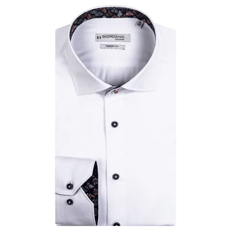 Giordano Superfine Twill Long Sleeve Shirt With Trim sold by Coes