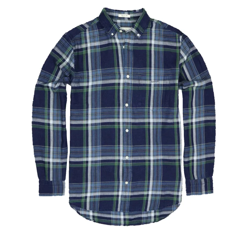 GANT Indigo Twill Check Long Sleeve Shirt sold by Coes