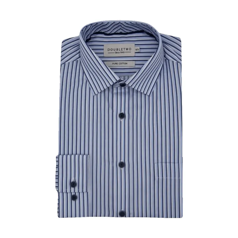 Double Two Striped Long Sleeve Formal Shirt made by Coes