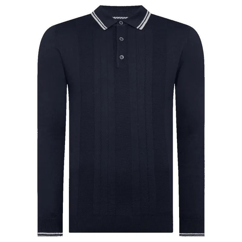 Remus Uomo Long Sleeve Tipped Polo Shirt sold by Coes