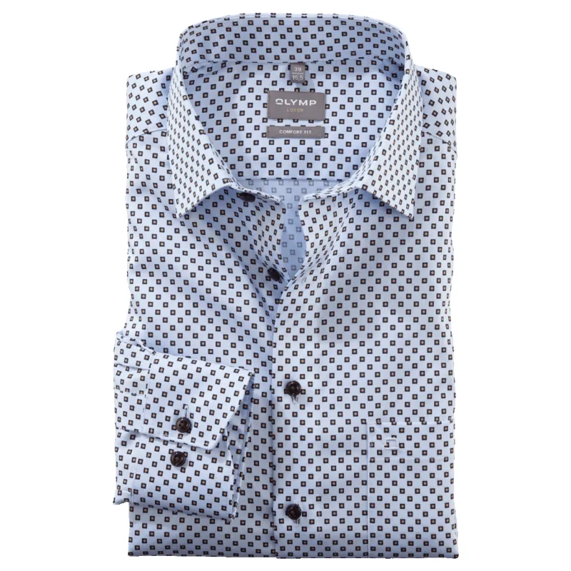Olymp Formal Long Sleeve Square Print Shirt made by Coes