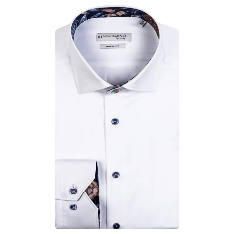 Giordano Superfine Twill Long Sleeve Shirt With Trim sold by Coes
