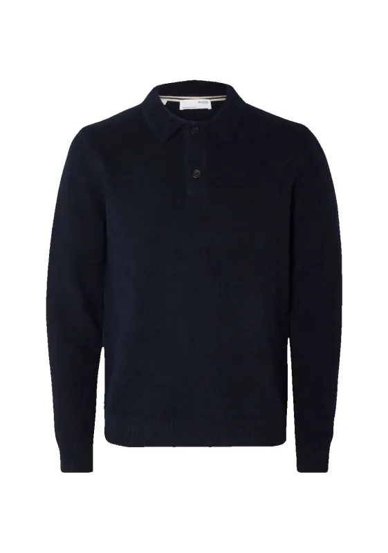 Selected Rai Long Sleeve Knitted Polo Shirt sold by Coes