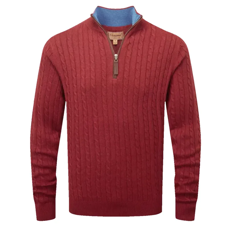 Schöffel Cotton Cashmere Cable 1/4 Zip Jumper made by Coes