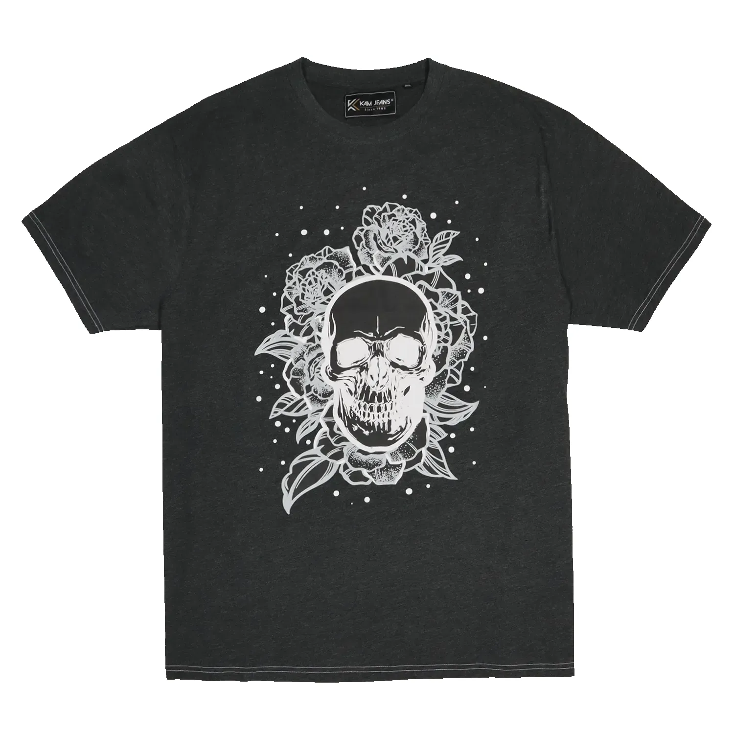KAM Jeanswear Skull Rose Crew Neck T-Shirt sold by Coes