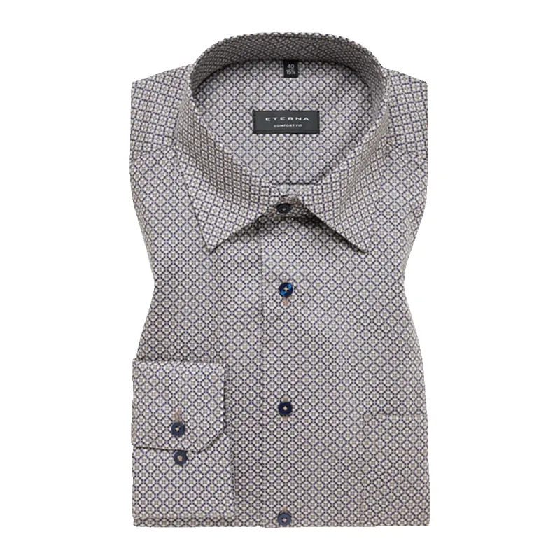 Eterna Diamond Print Long Sleeves Formal Shirt made by Eterna