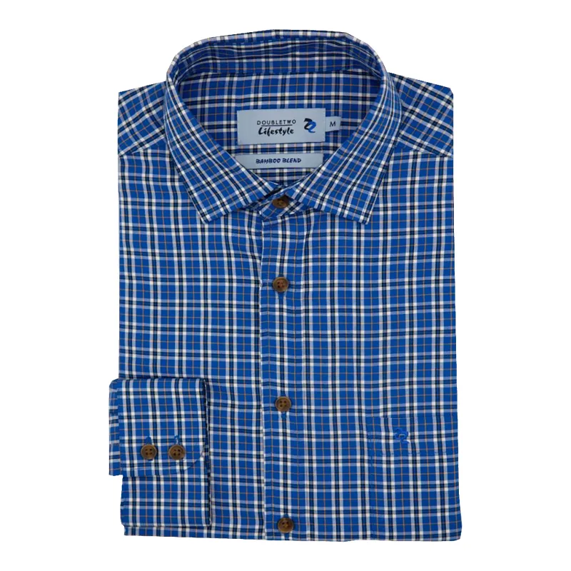 Double Two Long Sleeve Brushed Cotton Check Shirt sold by Coes