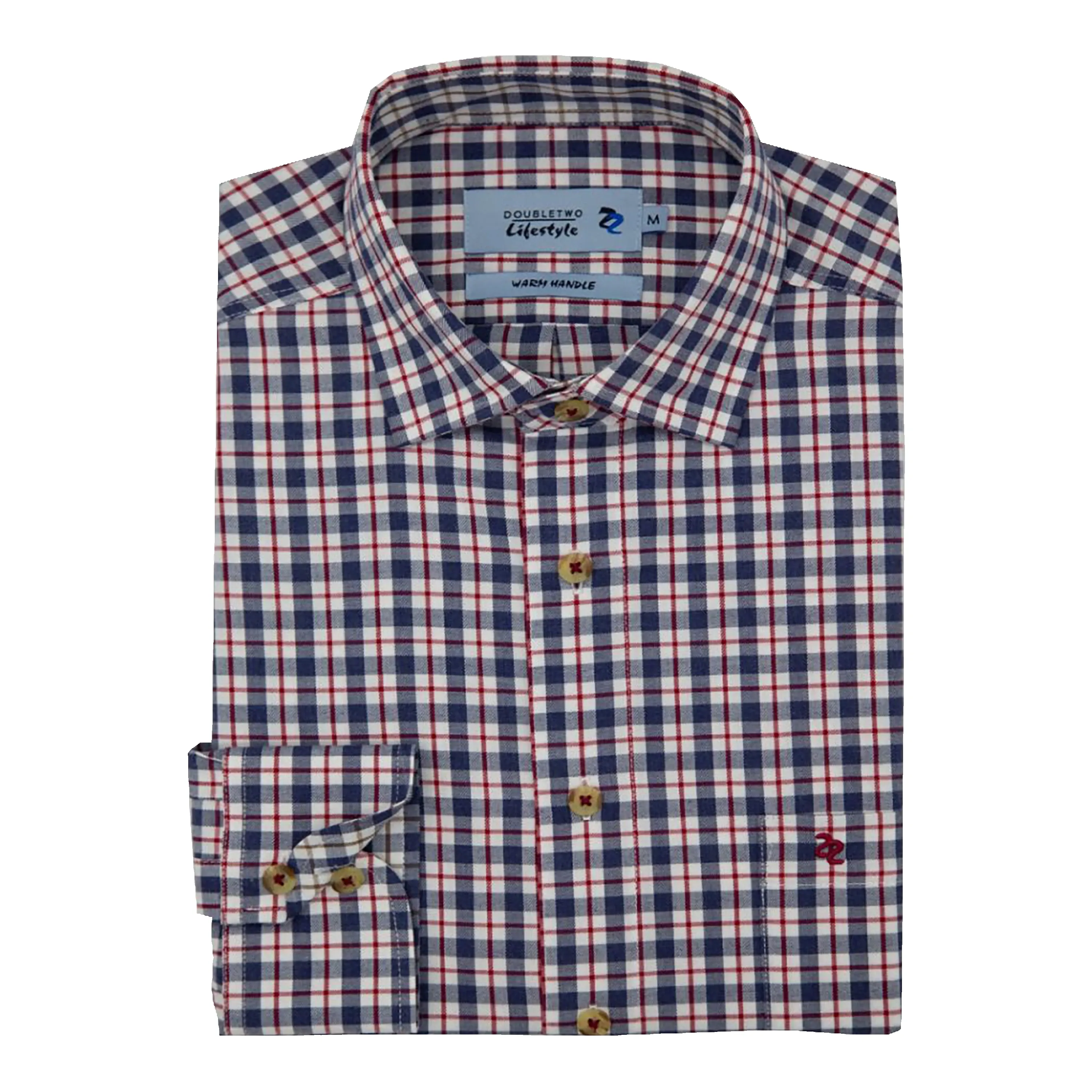 Double Two Long Sleeve Brushed Cotton Check Shirt sold by Coes